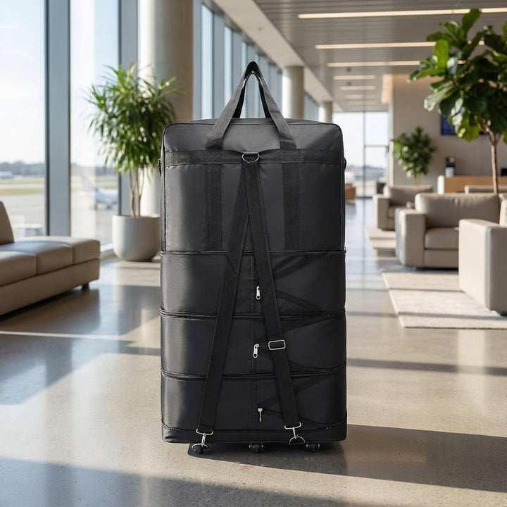Grön unisex expanderbar resväska. Perfekt hopfällbar bagage för flexibla resor, lätt att förvara.