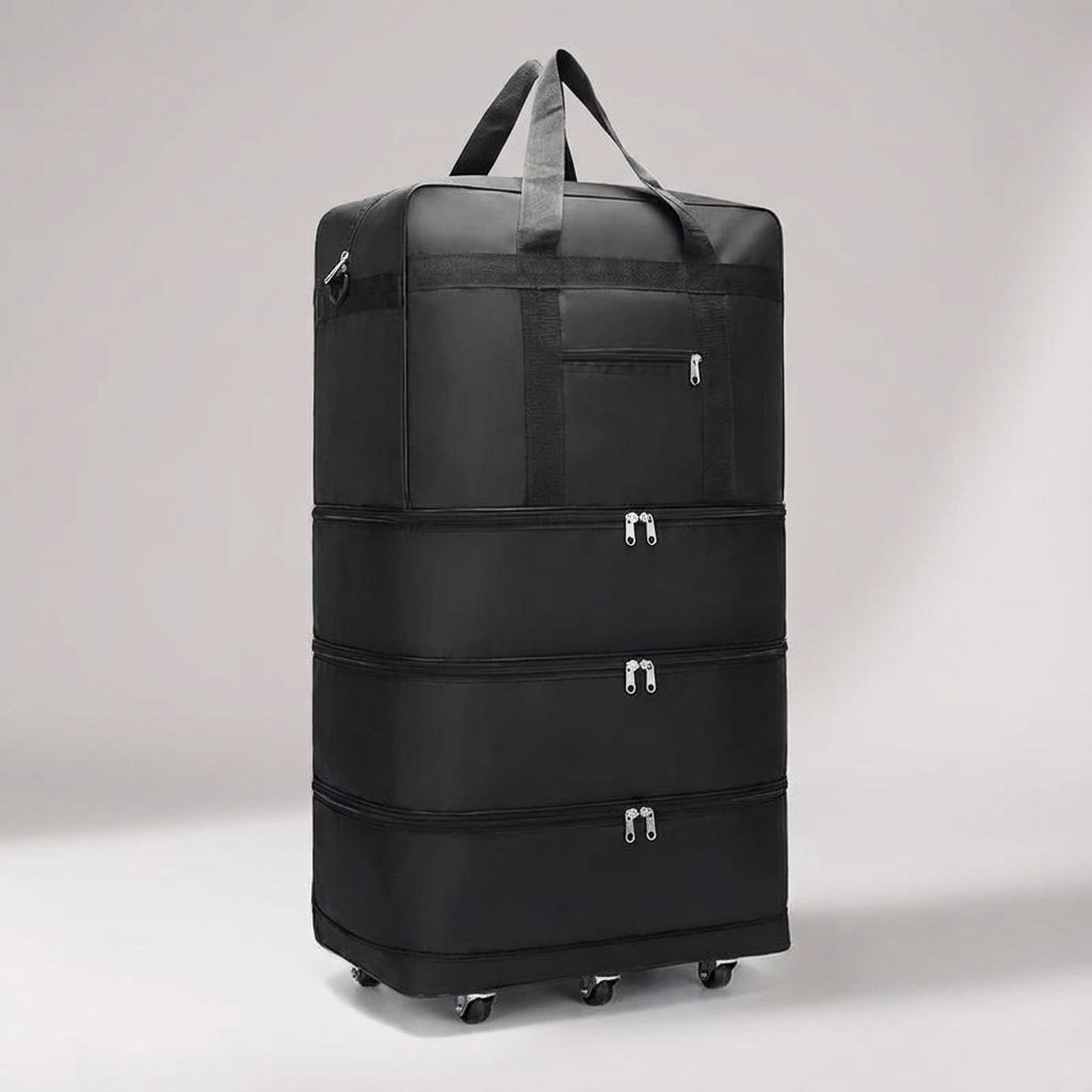 Smart ExpandRoll resväska. Flexibel trolley och ryggsäck i svart, expanderbar för extra packning.
