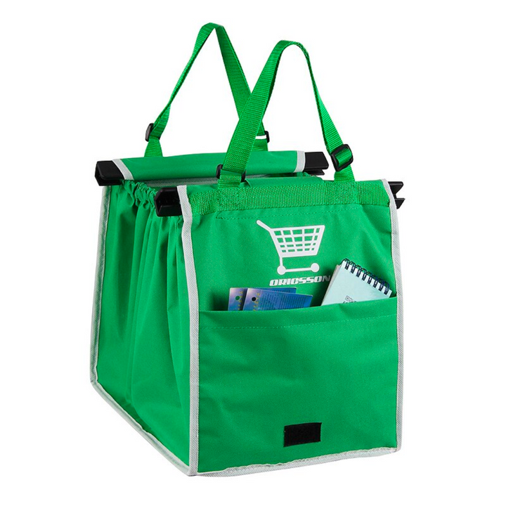 Grön, vikbar återanvändbar shoppingväska av non-woven. En miljövänlig och hållbar matkasse för vardagen.