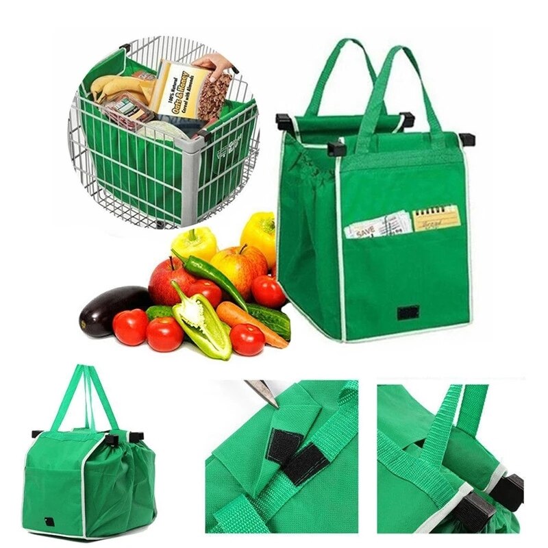 Kompakt vikbar miljövänlig shoppingväska för enkel transport. Grön och återanvändbar för en hållbar livsstil.