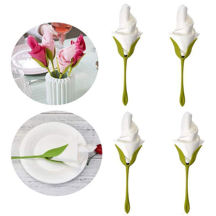 Grön servetthållare med blomdesign och elegant utseende för borddukning, perfekt för alla tillfällen och dekoration.