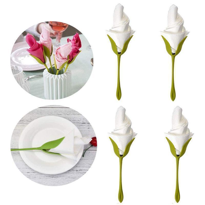 Grön servetthållare med blomdesign och elegant utseende för borddukning, perfekt för alla tillfällen och dekoration.