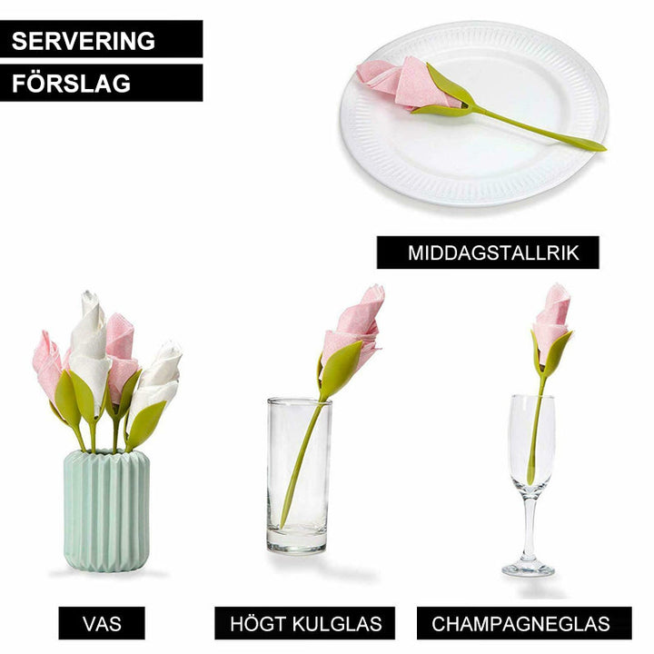 Grön servetthållare med blomdesign och elegant utseende för borddukning, perfekt för alla tillfällen och dekoration.