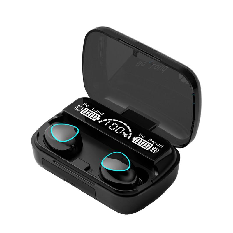 "Grön/svarta Bluetooth trådlösa hörlurar med ergonomisk design, LED-skärm och brusreducering, perfekt för musik och samtal."