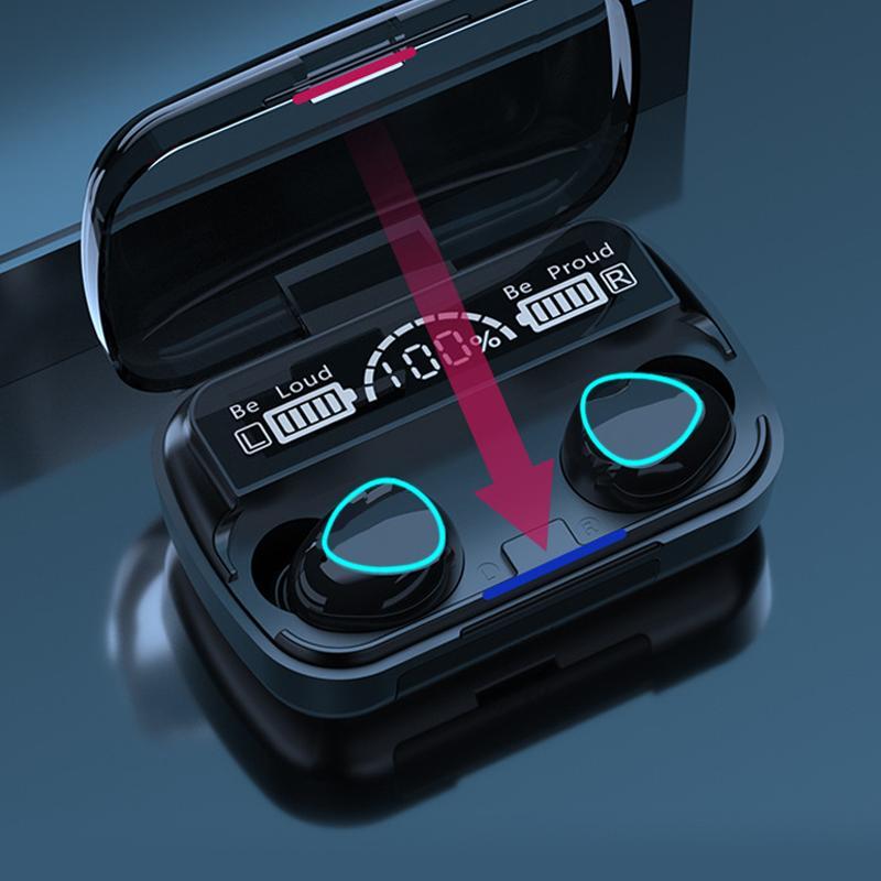 "Grön/svarta Bluetooth trådlösa hörlurar med ergonomisk design, LED-skärm och brusreducering, perfekt för musik och samtal."