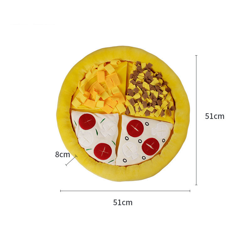 Interaktiv sniffmatta pizza, gul. Främjar slow feeding, mental stimulans & minskar stress hos hundar.