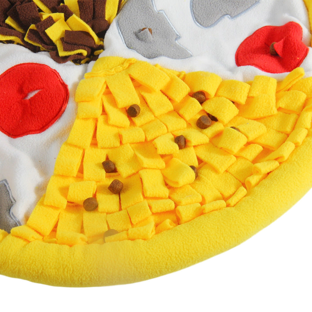 Hundleksak sniffmatta pizza för nosarbete. Idealisk för inomhuslek, hundträning & valpar, gul färg.