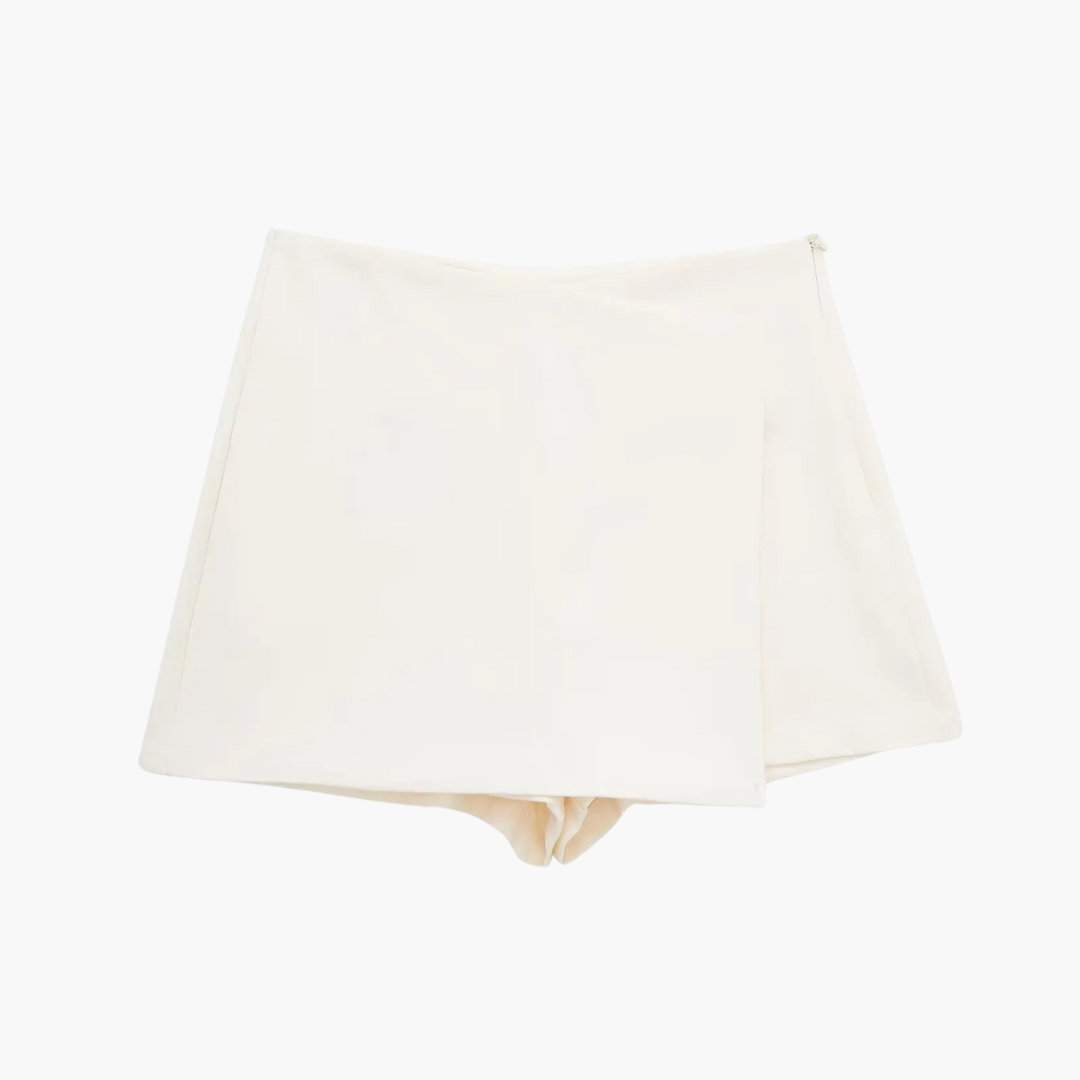 Högmidjad omlott-skort för kvinnor, minikjol med inbyggda shorts, perfekt för sommarstil.