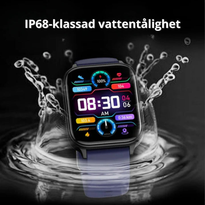 Smartklocka med SOS-knapp & blodsockeravläsning. Säkerhets- & hälsoövervakning.