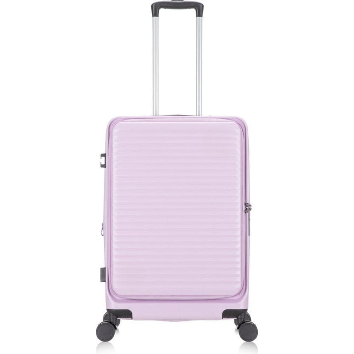 Svart expanderbar hårdresväska med laptopfack. Robust design, 360-hjul och integrerat TSA-lås.