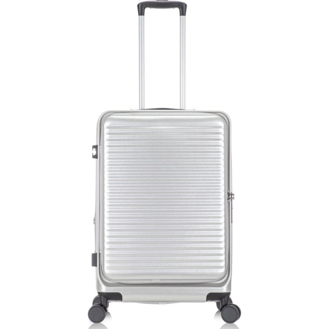 Ljusgrön kabinväska med laptopfack, idealisk för weekendresor. Kompakt, TSA-lås och 360-hjul.