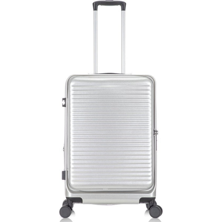 Ljusgrön kabinväska med laptopfack, idealisk för weekendresor. Kompakt, TSA-lås och 360-hjul.