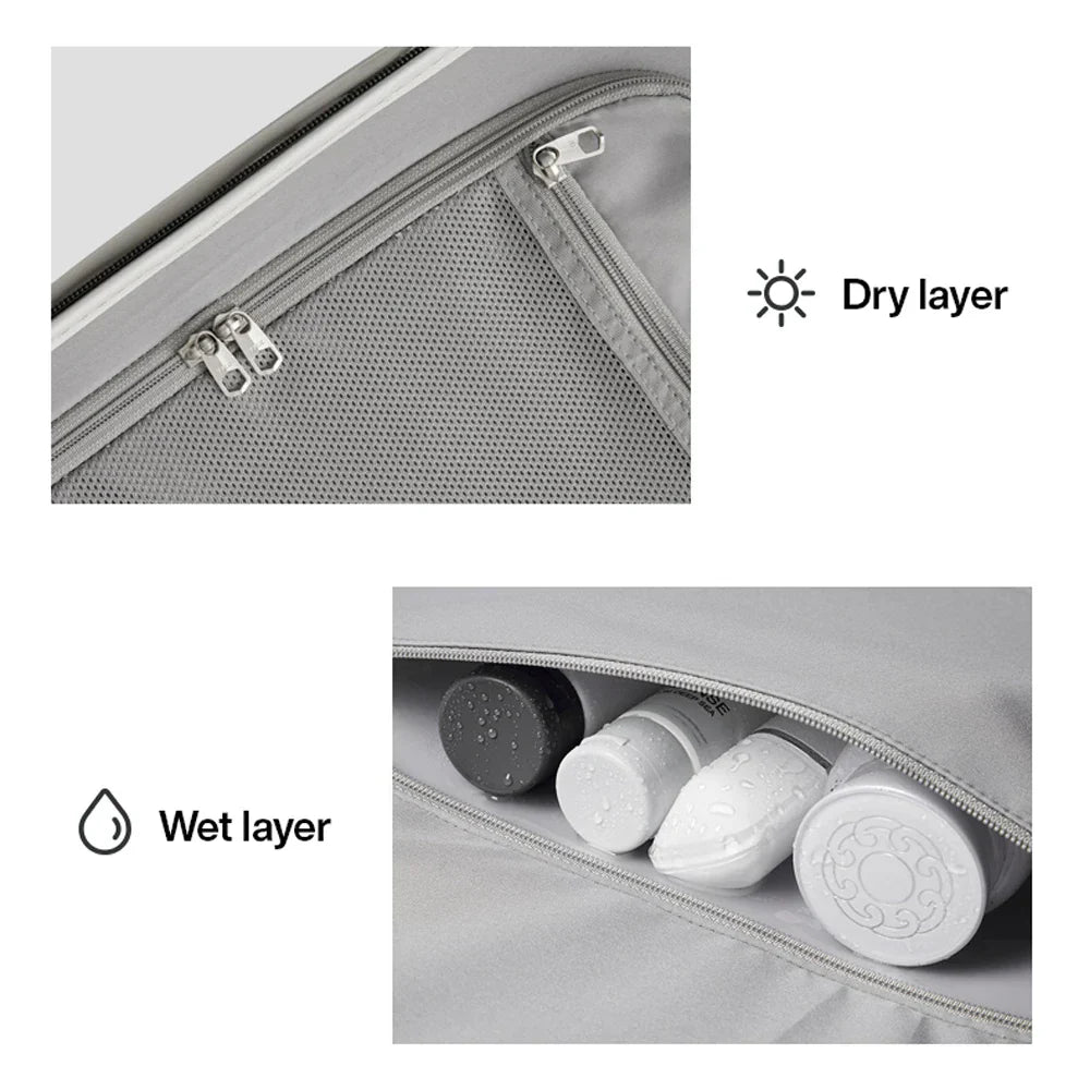 Elegant kappsäck i hårdplast, slitstark och lätt att rulla, idealisk som flygbagage.