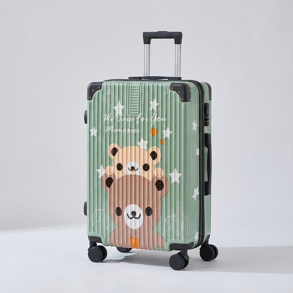 Modern hård resväska, unisex, med levande graffitikonst. Robust bagage för trendig packning.