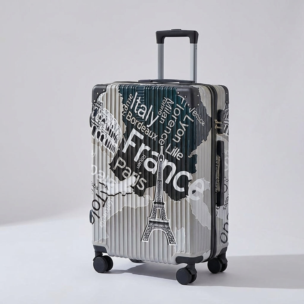 Unisex hård resväska med ett iögonfallande graffiti-tryck. Idealisk för säker och trendig packning.