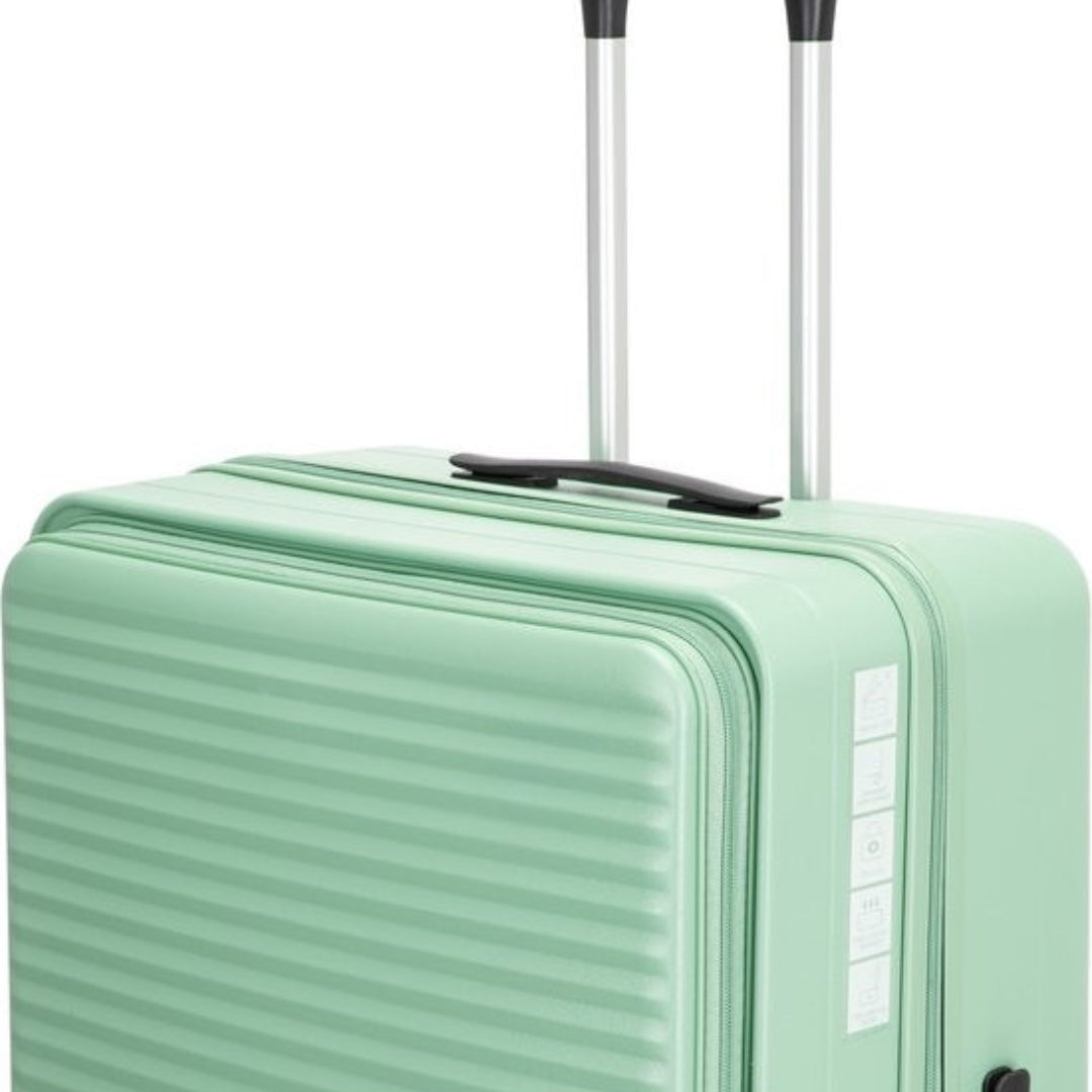 Två moderna hårdskalsresväskor med optimalt skydd för laptop, designade för organiserad resa.