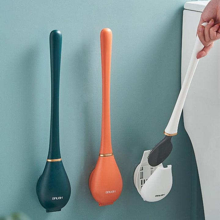 Grå silikontoalettborste med stilren design för modern städning