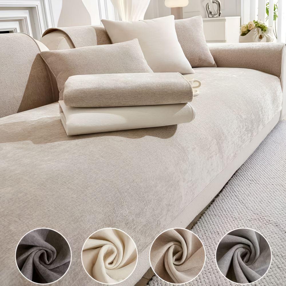 Stilrent chenille sofföverdrag som ger effektivt skydd för soffan. Halkfritt & mjukt textil för ett mysigt vardagsrum.