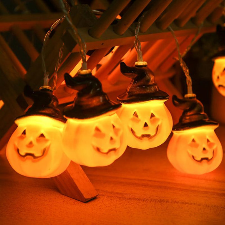 "Halloween pumpa ljusslinga med häxmössor, utomhusbelysning. Sprider mystiskt sken, fjärrstyrd och vattentät."