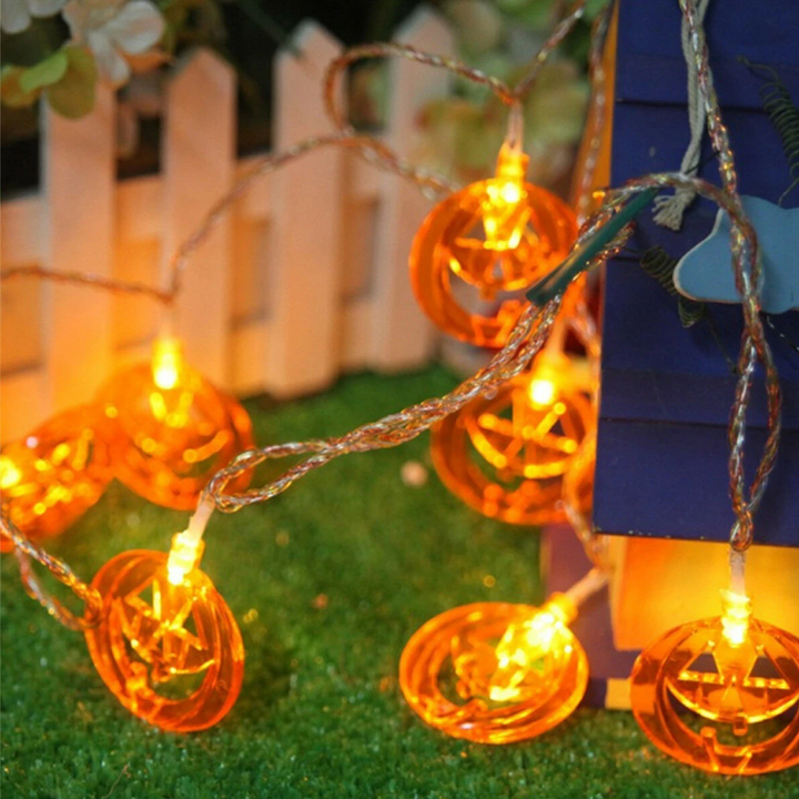 "Halloween pumpa stränglampor för stämningsfull utomhus- och inomhusbelysning, formbara, IP44 vattentät, 2 ljuslägen."