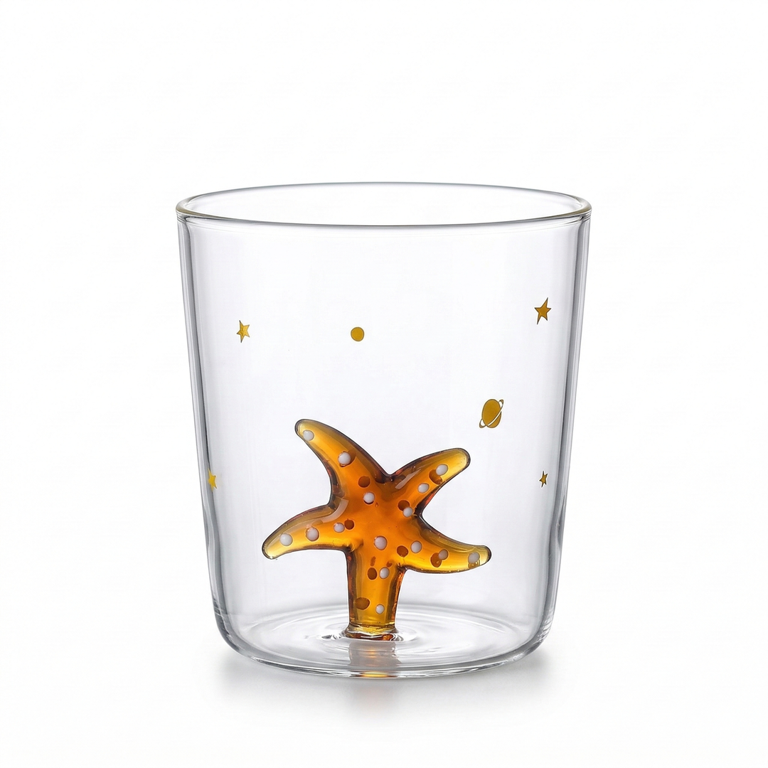 Handgjord 3D-glasmugg med djur- & växtmotiv. Unikt dryckesglas 250-300 ml för kaffe & te.