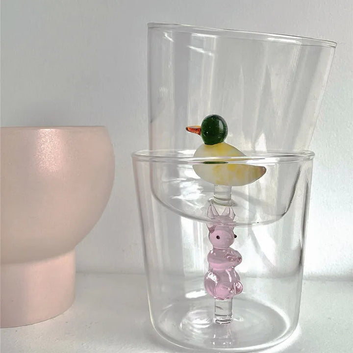250-300 ml 3D-glasmugg med handgjord design. Djur- & växtmotiv för kaffe, te eller andra drycker.