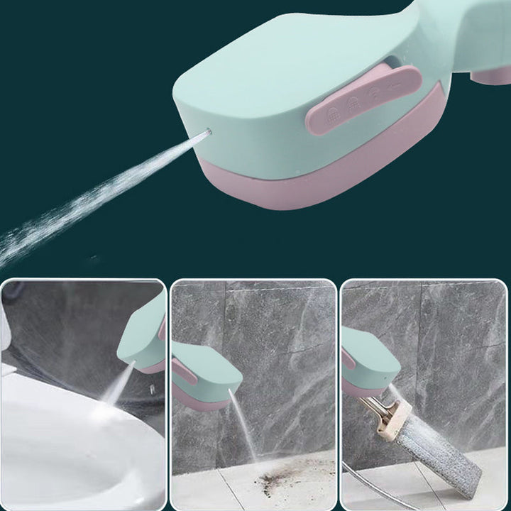 "Handhållen högtrycks dusch för badrum med 4 justerbara trycklägen i stilren design; perfekt för alla badrumstorlekar."