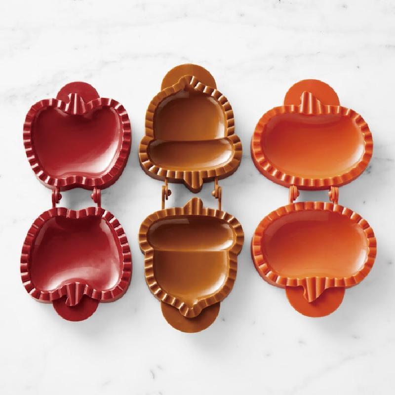 Handpajformar för bakning med pumpa, äpple, ekollon design, ABS-material, höstmotiv, perfekta för små pajer