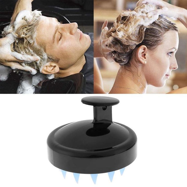 "Hårbottenborste med silikonmassage, blå färg, exfolierar och rengör hårbotten, passande för alla hårtyper."