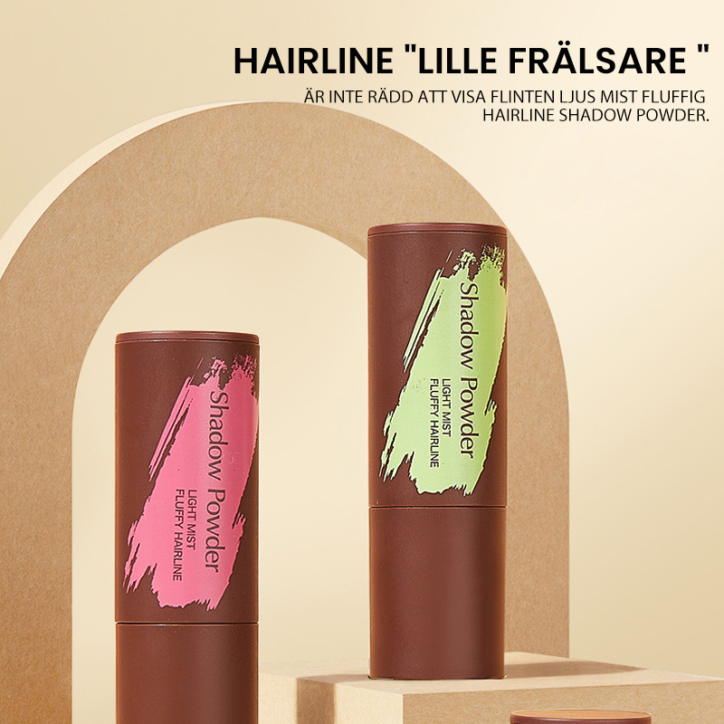 "Hårlinjekonturering skuggpulver, svart och brun, fylligt och naturligt resultat för volym och täckning, beauty product."
