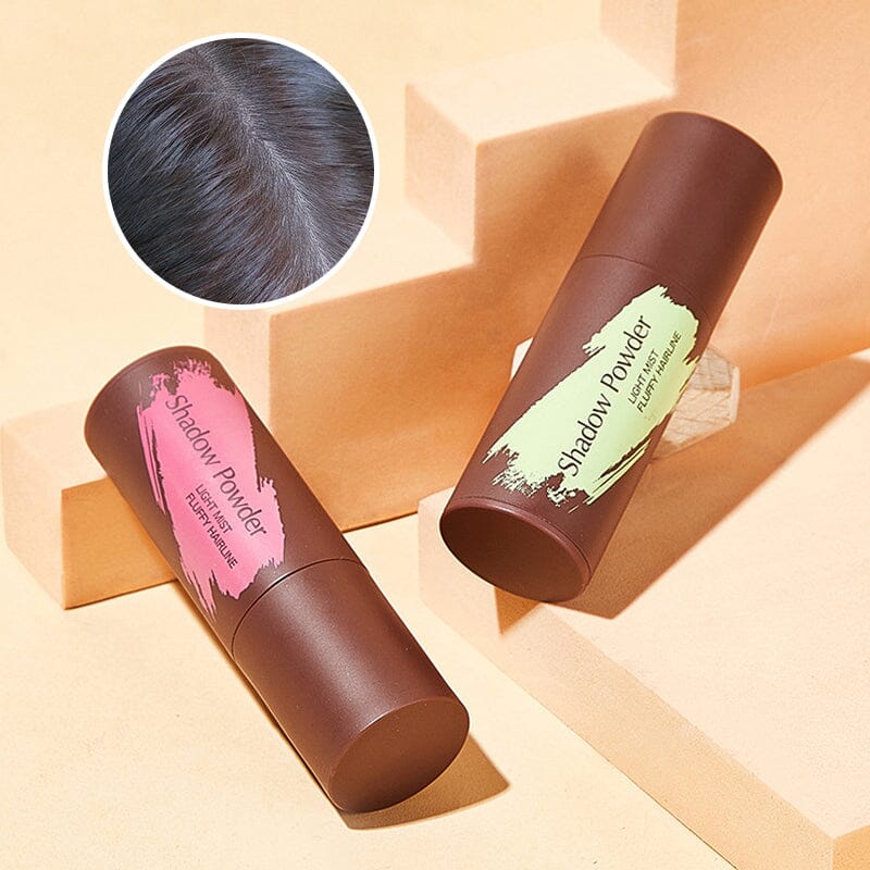 "Hårlinjekonturering skuggpulver, svart och brun, fylligt och naturligt resultat för volym och täckning, beauty product."