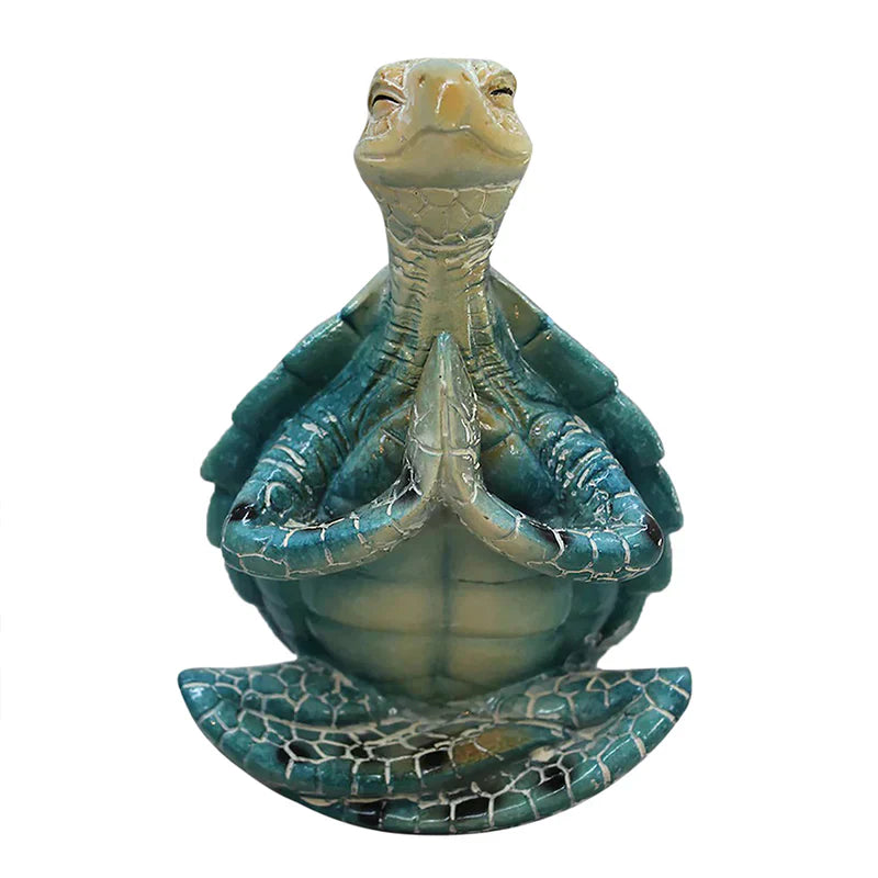 Harmonisk meditationsskulptur, havssköldpadda i resin, idealisk för inredning, symboliserar zen och tålamod.