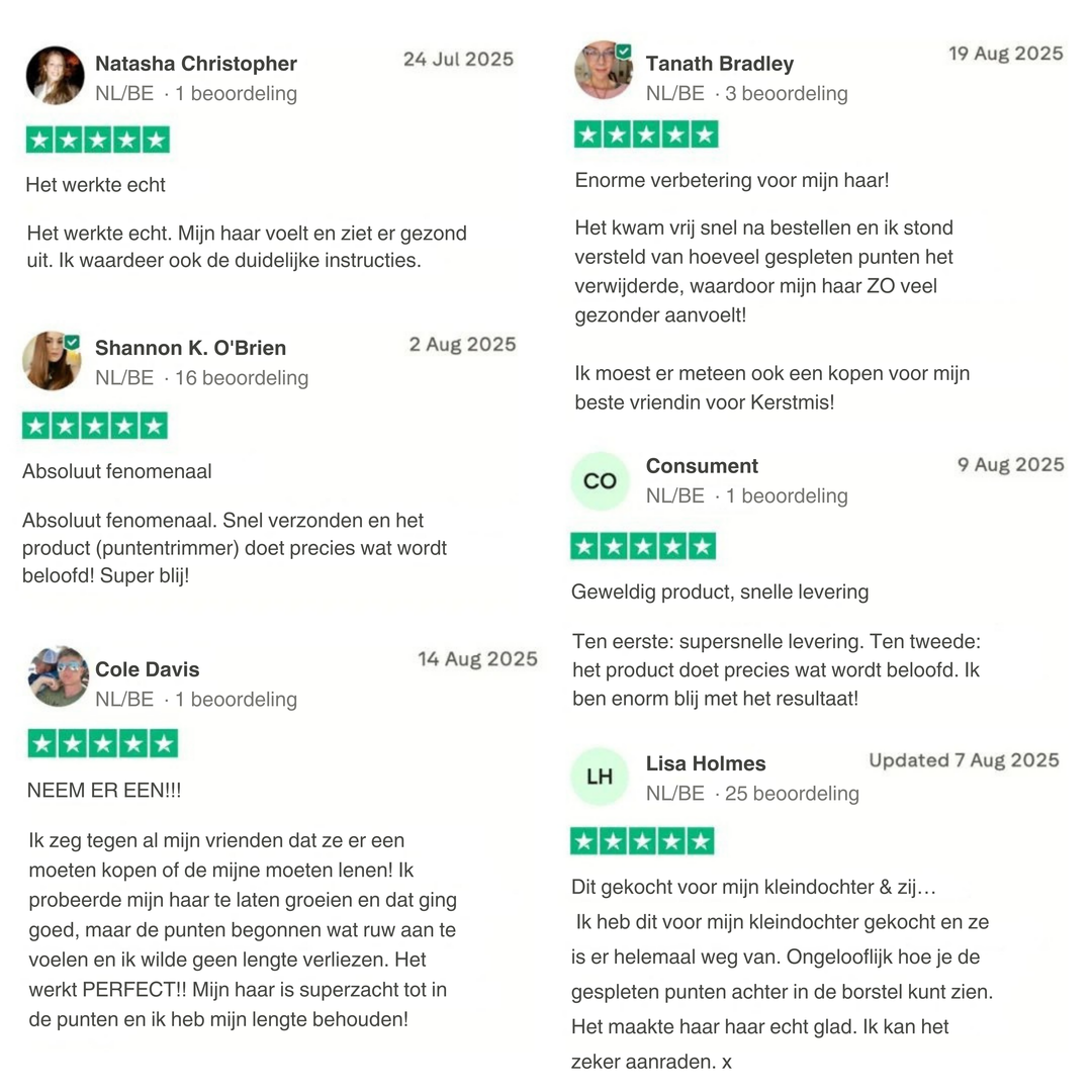 Förpackning och elektrisk hårtrimmer för kluvna toppar redo för användning