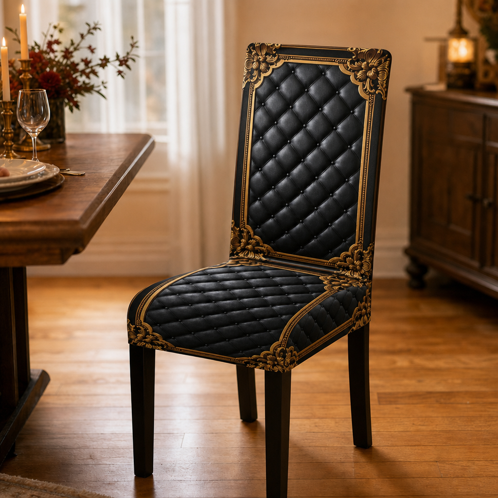 Baronova 6-pack stolsöverdrag i elegant barockstil för matrummet