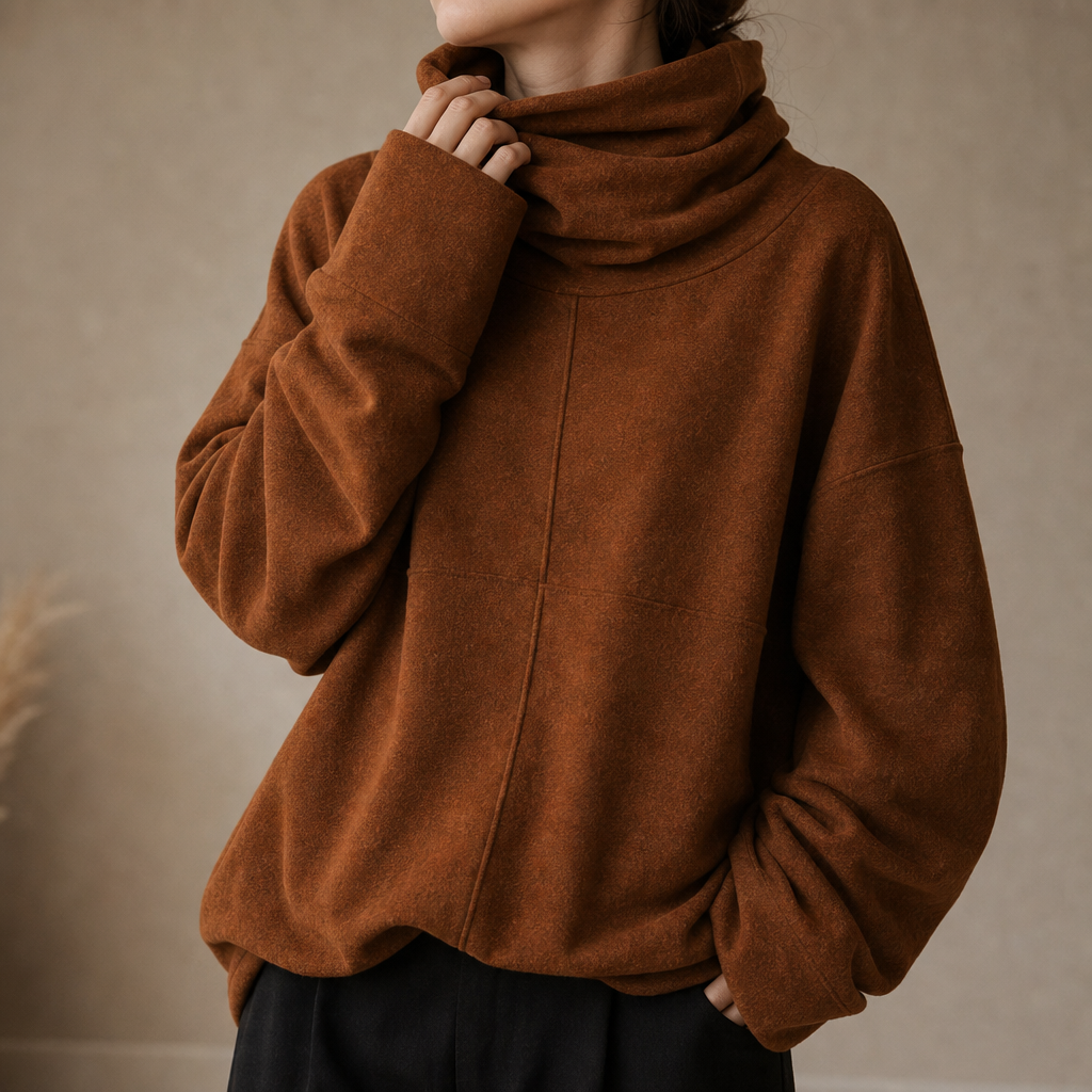 Oversized dam polotröja med skön krage i snygg modell framifrån