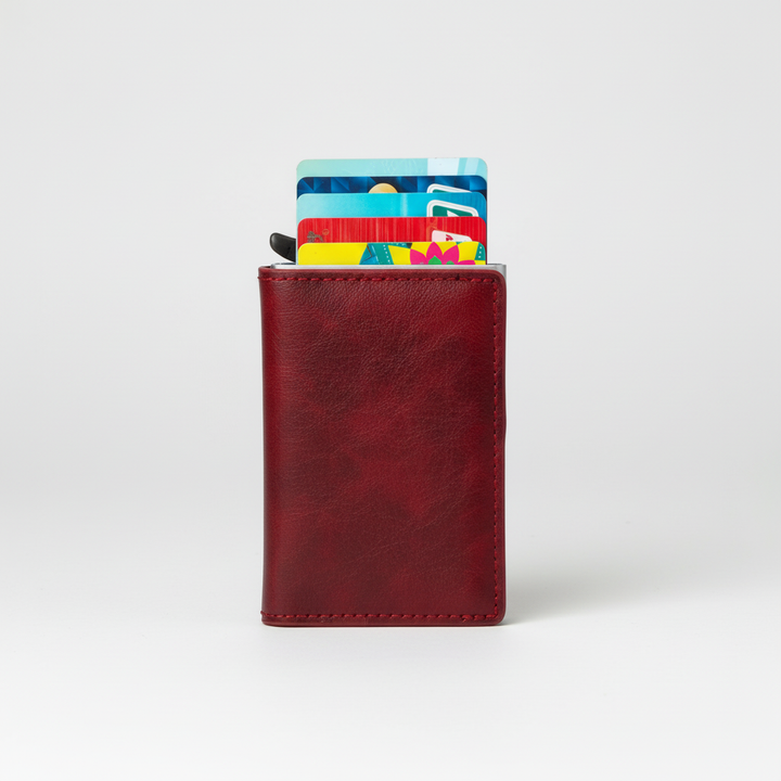 Kompakt CardSafe aluminiumplånbok som skyddar kreditkort med RFID-skydd. Herrplånbok i modern design.