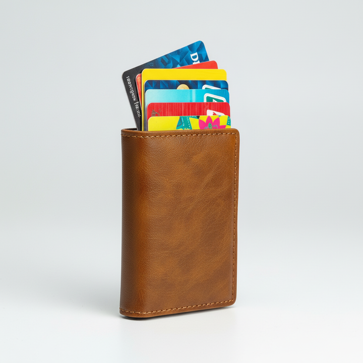 Modern aluminiumplånbok CardSafe, säker förvaring av kreditkort med stilren design och RFID-skydd.