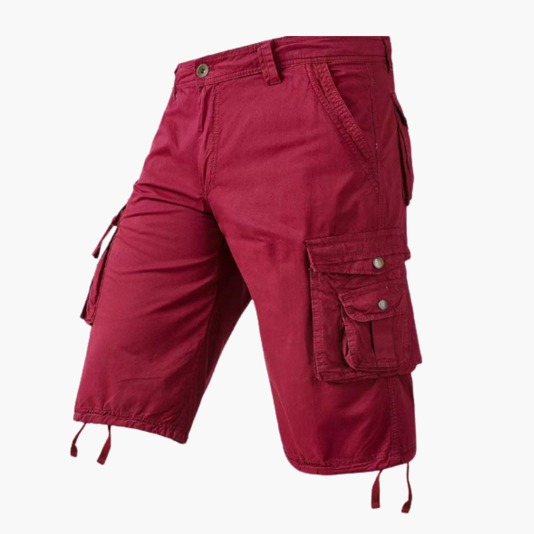 Cropped herr cargo shorts med justerbar fåll, perfekta sommarshorts för en avslappnad men modern stil.