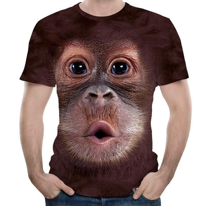 Herr Gorilla 3D T-shirt i mörklila och svart, rolig design, visar en humoristisk gorilla med detaljerad 3D-effekt.