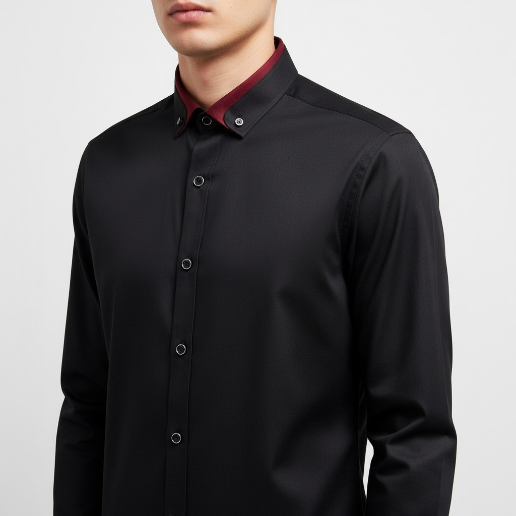 Stilren herrskjorta, långärmad med krage, bekväm passform för elegant herrkläder & businessmode.