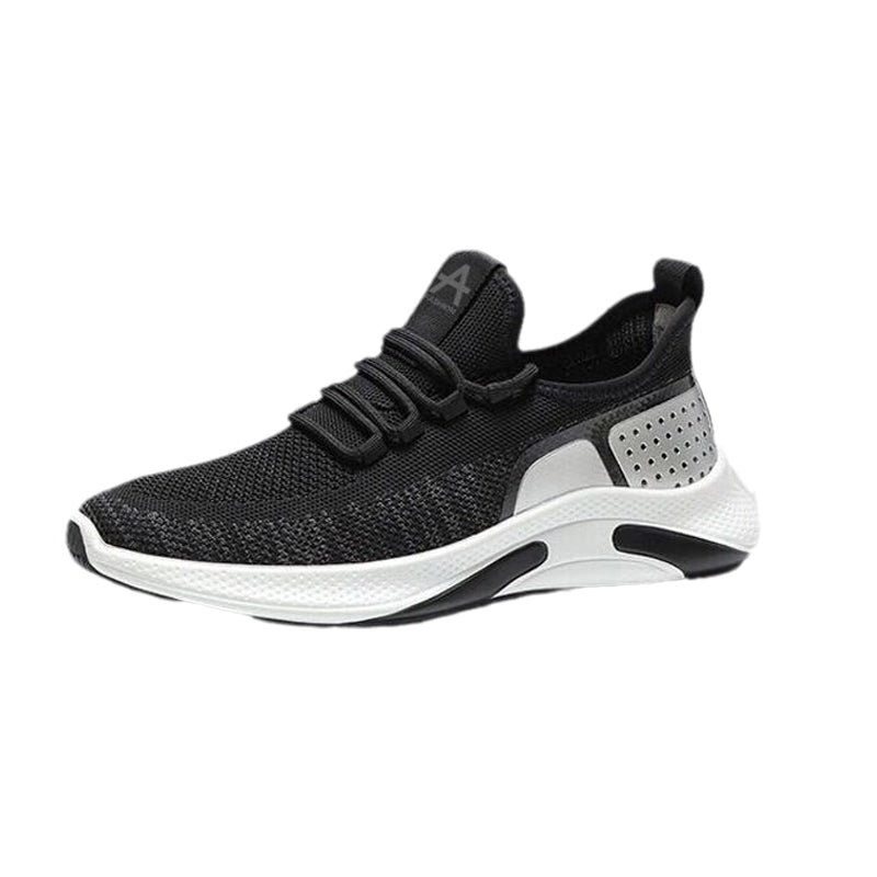 Herr lättvikts sneakers i färgglatt mönster, visning av skons passform runt foten.