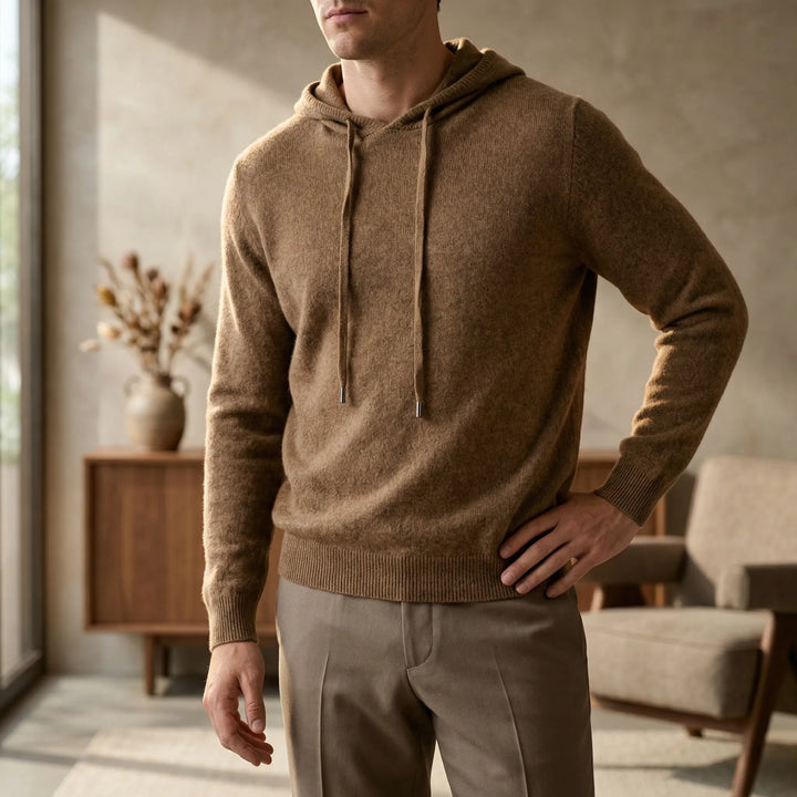 Herr minimalistisk hoodtröja "Leo", elegant och bekväm för vardagsstil, höst- och vintermode.