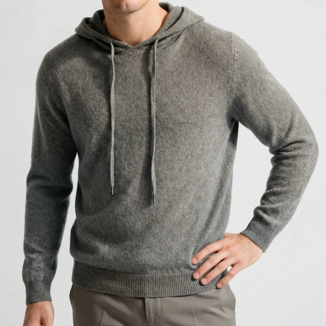 Herr "Leo" hoodtröja, minimalistisk och mjuk, perfekt bekväm tröja för vardags- och höststil.