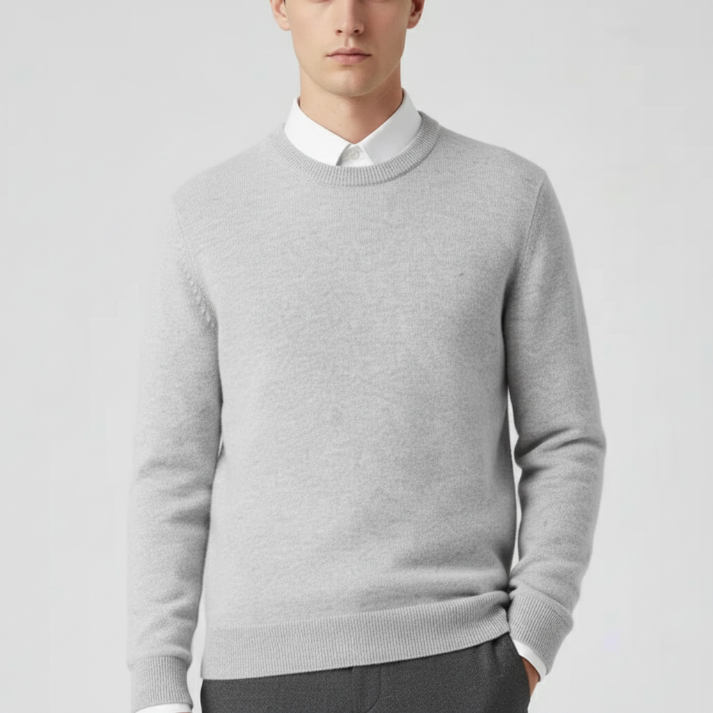 Herr Rundhalsad Tröja "Charles". Mjuk, stickad pullover för elegant vardagsstil.