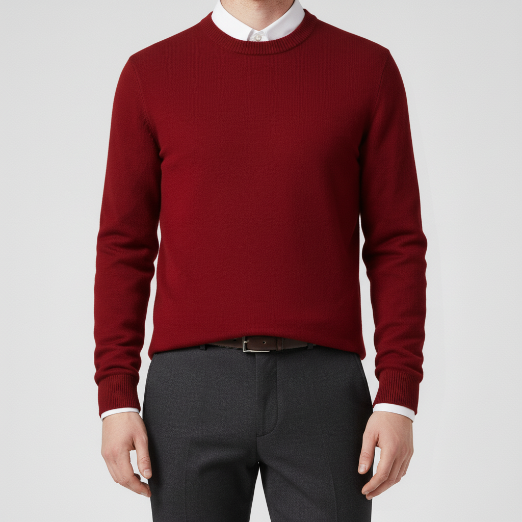 Långärmad, rundhalsad herrtröja "Charles". Bekväm stickad pullover för en avslappnad casual look.