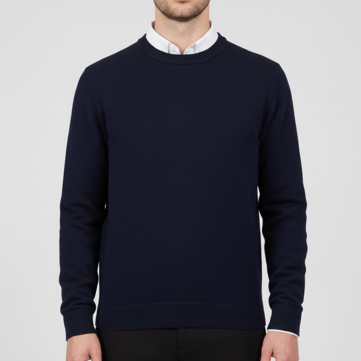 Färgrik rundhalsad herrtröja "Charles". Mjuk, stickad pullover för varierad och trendig stil.