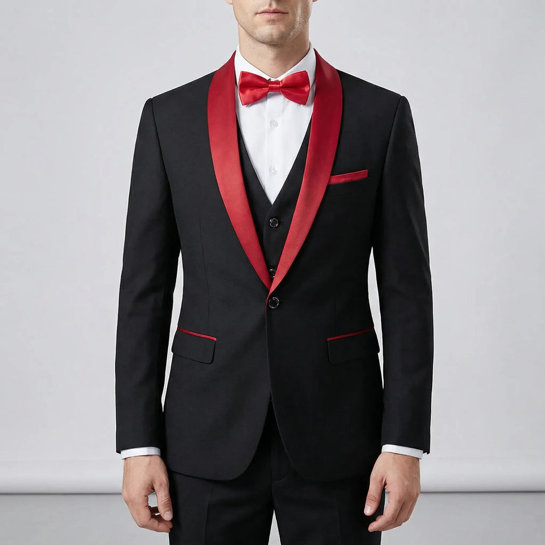 Elegant slim-fit herrkostym för fest och affärer. Tredelad design med modern passform.