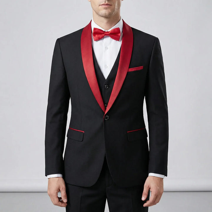 Elegant slim-fit herrkostym för fest och affärer. Tredelad design med modern passform.