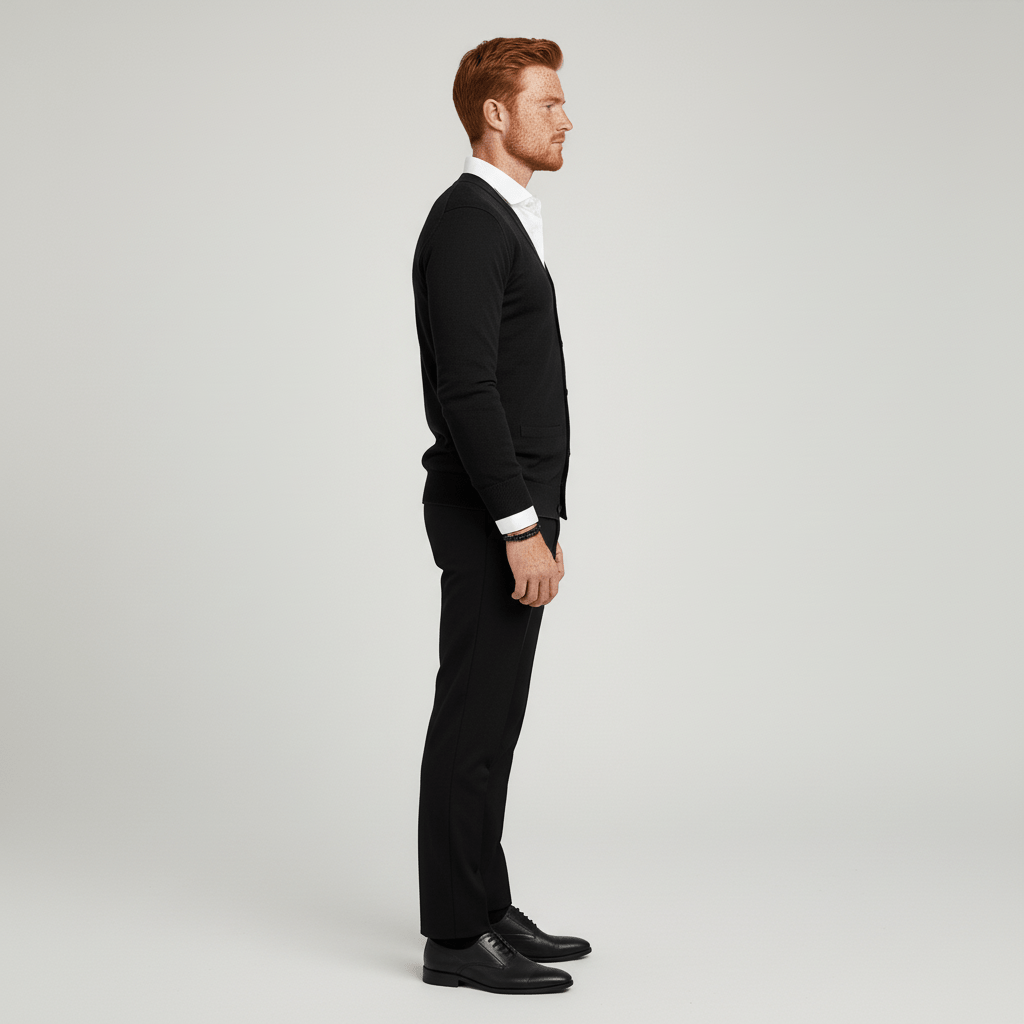 Långärmad slim fit kofta "Alexander" för herrar. V-ringad design för en elegant och tidlös stil.