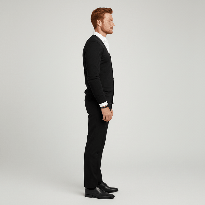 Långärmad slim fit kofta "Alexander" för herrar. V-ringad design för en elegant och tidlös stil.